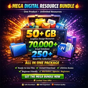 Mega Digital Resource Bundle – 50+ GB Graphics, 70,000+ Email Database & 250+ Word Files